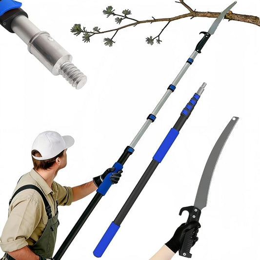 18FT Reach Manual Pole Saws for Tree Trimming with 5-12FT Telescoping Extension Pole, Anti-slip Handle, Manual Pruning Pole Saw with 19" 3X Detachable Saw for Forestry, Yard, Garden, Patios
