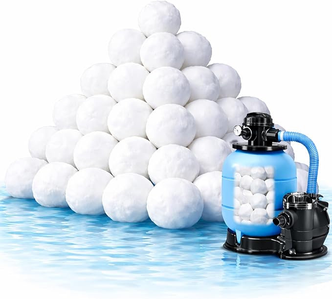 1.54 Lbs Pool Filter Balls for Sand Filter, Eco-Friendly Filter Balls Replace 50 lbs Pool Filter Sand, Lightweight and Reusable Fiber Ball, Pool Filter Media Balls for Swimming Pool