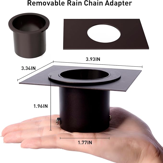 Rain Chain Bird Cage Set 8.5Ft, Not Rust Wrought Iron Rain Chains for Gutters with Adapter Gotta Drain and Sturdy Anchoring Stake,13 Cups, 1 Hook, Adjustable Length for Garden Decorative (Coffee)