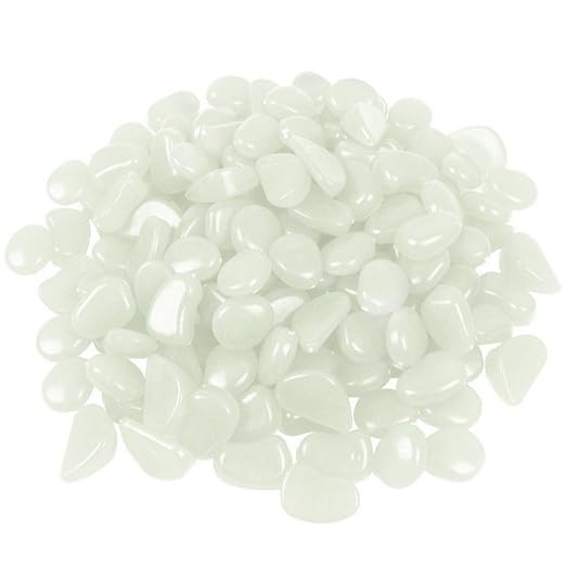 340Pcs Glow in The Dark Stones Garden Pebbles Rocks Indoor Outdoor Decor Luminous Stone for Walkways Driveway Yard Grass Fish Tank