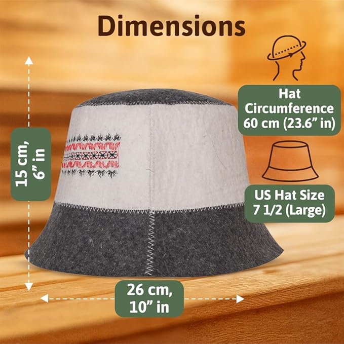 SHSH trade group Ukrainian Wool Sauna Hat Embroidered Ornament Vyshyvanka Ukraine Banya Bucket Sauna Hat for Women and Men Finnish Banya Cap