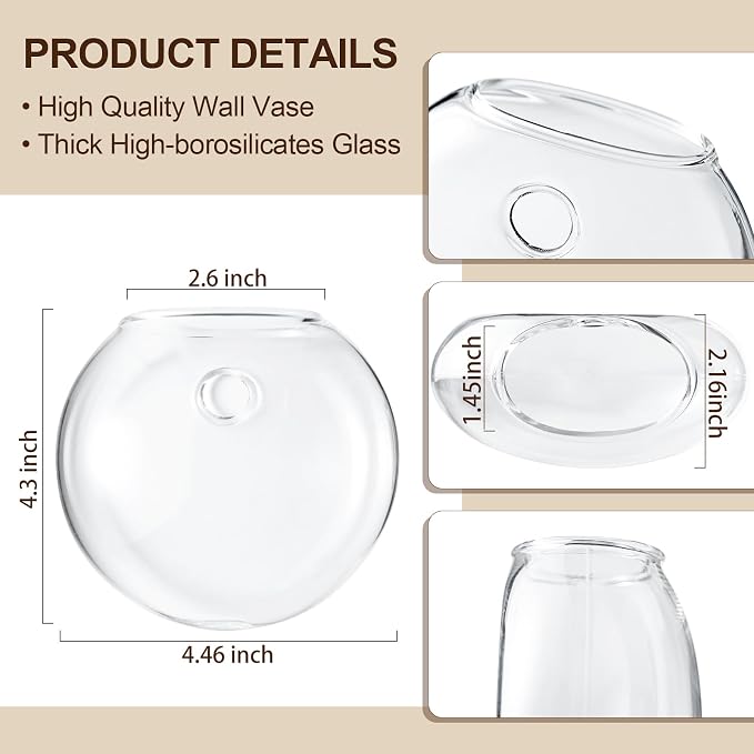 Window Propagation Stations, Oblate Glass Terrariums Planter with Suction Cup Hook, Wall Hanging Planters for Hydroponics Plants, Home, Office, Bathroom, Living Room Decor, Gift for Plant Lovers (6)