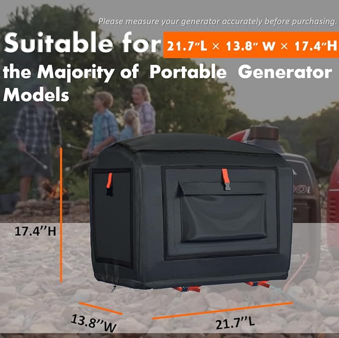 Generator Cover for Honda Generator EU3200i,EU2000i,Champion,Westinghous2200,WEN 56235i,Pulsar G2319N Portable Generator Cover Outdoor,21.7”Lx 13.8”Wx 17.4”H,Black