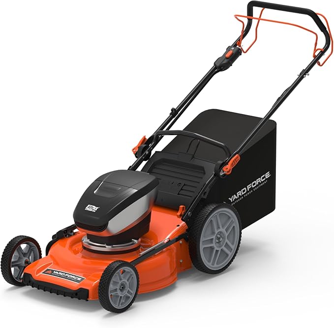 Yard Force Electric YF40VRX21-SP 21" Cordless Lawn Mower – 40V Lithium-Ion Battery, 3-in-1 Self-Propelled, Adjustable Cutting Heights, Brushless Motor. 2X Batteries Included.