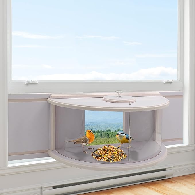 Window Bird Feeder 180°View Wood Durable and Elegant for Outdoors&Indoor for Viewing Inside House - Bring Joy to Your Home with This Small Window Bird Feeder