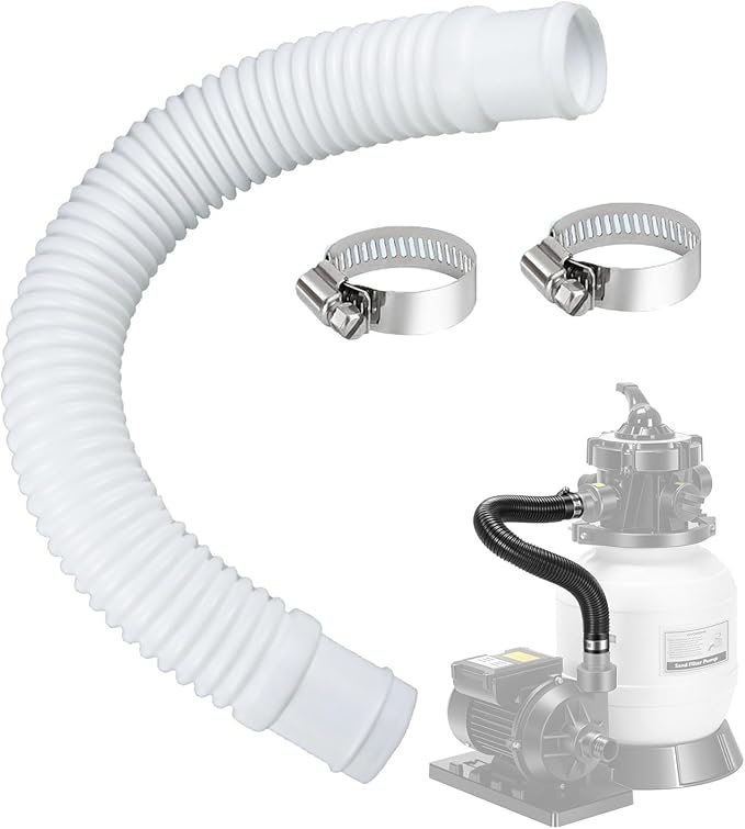 Pool Sand Filter Pump Hose - 1.25" Diameter Replacement Hose for Above Ground Pools Compatible with Pump Sand Filter and Saltwater Systems (White -1 Pack)