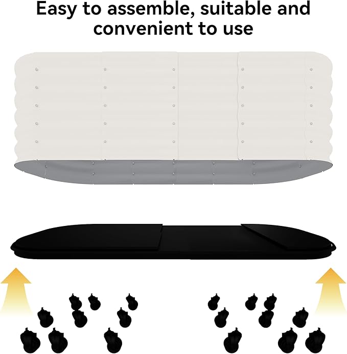 GarveeHome Self-Watering Wheeled Metal Garden Bed – Mobile Raised Planter Box with Water, Galvanized Steel Indoor/Outdoor Rolling Grow Station for Herbs, Veggies & Decor (94.5"x23.6"x19.7"),White