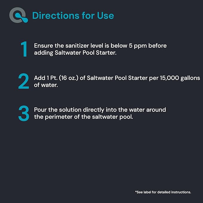 AquaDoc Saltwater Pool Starter Enzyme Treatment - 16 oz Treats up to 15,000 Gallons - Saltwater Pool Opening Chemical for Above Ground and Inground Pools - Made in USA