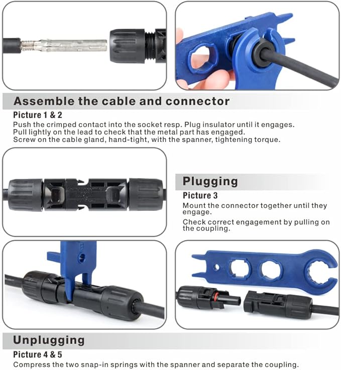 iCrimp Solar PV Panel Crimping Tool Kit, c/w Solar Connector Crimper works for AWG14-10,2.5/4/6mm², Solar Connectors, Wire Cable Cutter, Solar Spanner Wrench, All in One Oxford Bag
