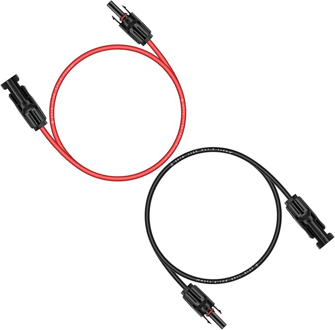iGreely 3 Feet 12AWG Solar Extension Cable with Solar Panel Female and Male Connector Solar Panel Adapter 12 Gauge (3FT Red + 3FT Black)
