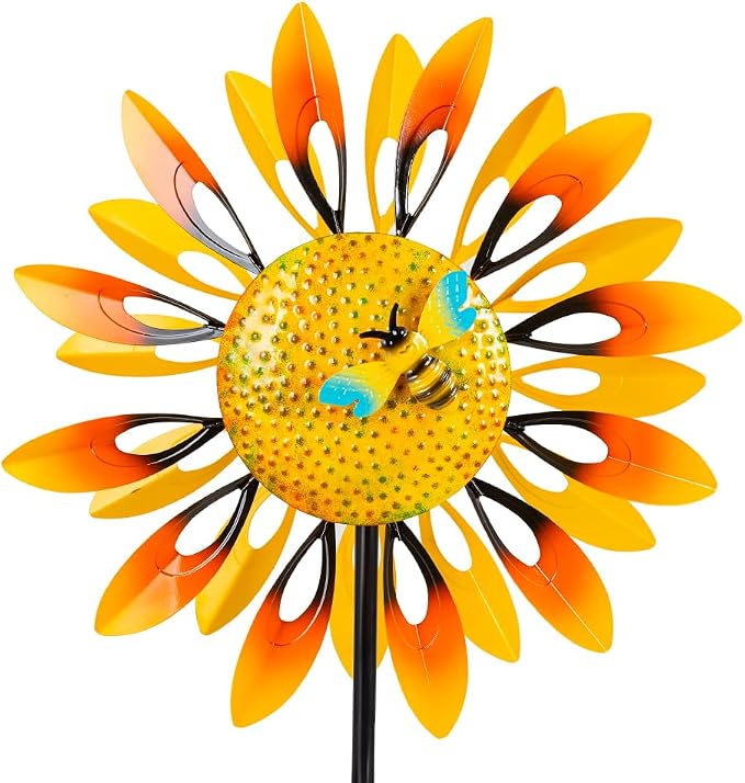 Stargarden Sunflower Wind Spinners, Large Metal Wind Sculptures, Windmill Yard Art,Sunflower Decor for Yard and Garden