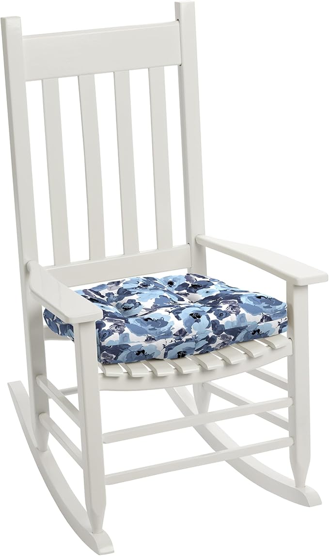 Arden Indoor/Outdoor Rocking Chair Or Wicker Chair Cushion, 2-Pack, 20 x 18, Water Repellent, Rain Proof, Fade Resistant Cushion for Rocking Or Rounded Back Chair Blue Garden Floral