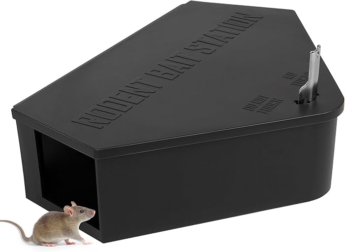 Anblak 1 Pack Rat Station Box with Keys, Rodent Station Keeps Rats Away, Keeps Children and Pets Safe, Key Unlocking, Reusable & Long-Lasting, Indoor & Outdoor