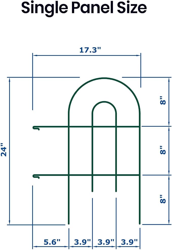 24in(H)×50ft(L) Green Decorative Garden Border Fence Total 35 Panels No Dig Metal Folding Fence Garden Edging Border Fence for Animal Barrier Fencing Flower Bed Yard Patio