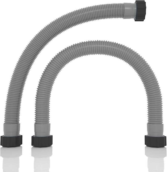 1.5" x 20" Pool Hose Replacement, Pack of 2 - Compatible with Above Ground Pools Filter Pump Hoses, Sand Filters, Saltwater Systems (1,500-2,500 GPH), Grey