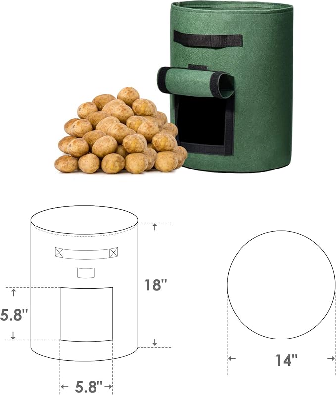 Delxo 10 Pack 10 Gallon Grow Bags & 5 Pack 10 Gallon Potato Grow Bags