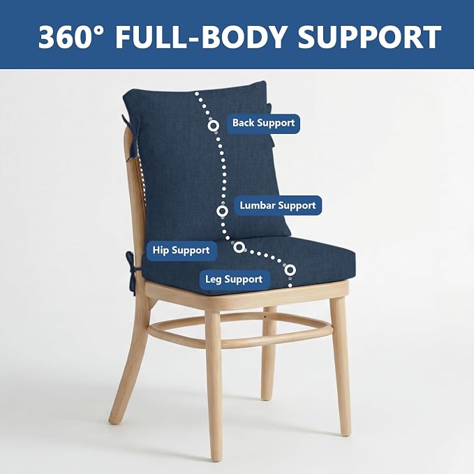 Goodgoods 20"x42" Outdoor Dining Chair cushion Set of 1 patio furniture cushion Resilient Foam Filling Water-Proof Stain-Resistant UV Resistant Weather Resistant Chairs Couch Sofa Upholstery Navy Blue