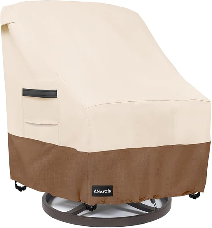 ANartcle Patio Chair Covers,600D Waterproof Heavy Duty Outdoor Lawn Patio Furniture Covers,Patio Swivel Chair Covers for Outdoor Furniture,(32W x 35D x 36H inches) Beige&Brown