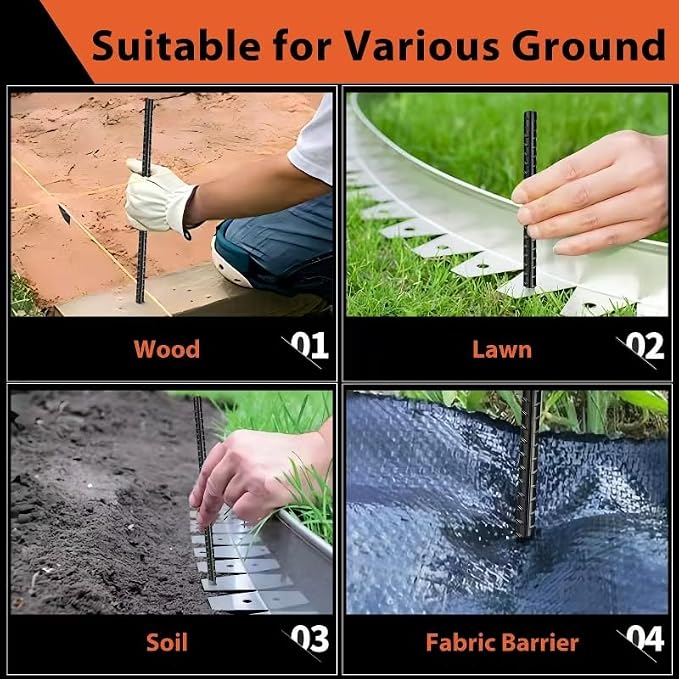 Homwin 16 inches Rebar Stakes 24-Pack Straight Metal Stakes Heavy Duty 5/16" Diameter Ground Stake for Tent, Fence, Landscaping, Concrete Forming, Outdoor Decoration and Plant Support