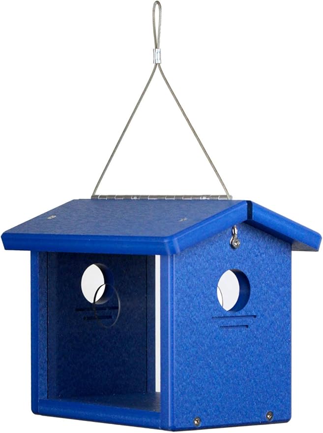 Kettle Moraine Recycled Bluebird Mealworm Feeder Hang or Mount (Blue, Blue)