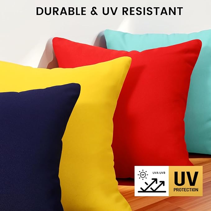 Premillow Outdoor Pillow Covers Set of 2, Decorative Farmhouse Waterproof Pillow Covers, Solid Linen Pillowcase Cushion Covers for Patio Garden Balcony Couch Sofa 18x18 inch, Yellow