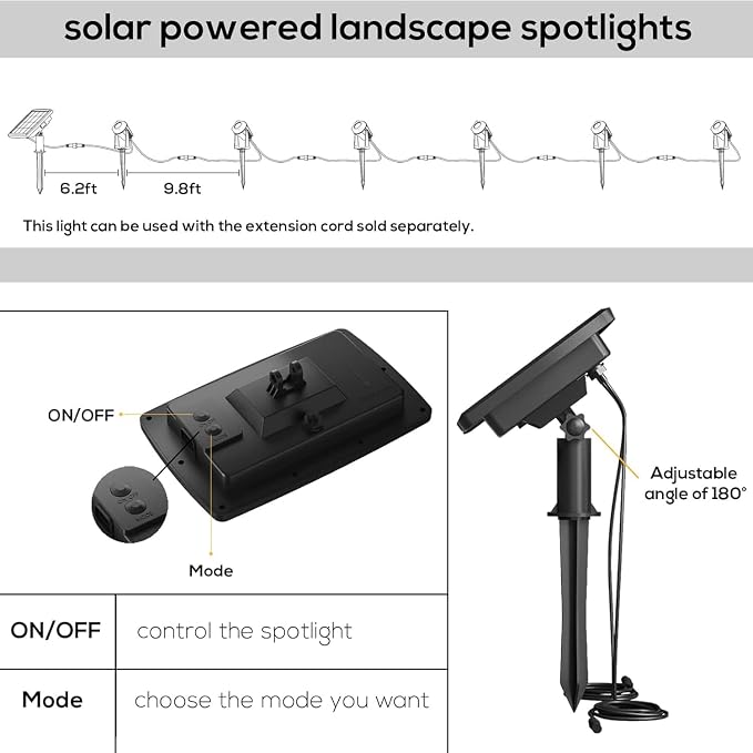 Solar Smart Bluetooth Landscape Spotlights 6 Pack, RGBW Landscape Light, Solar Spot Lights Outdoor, Solar Outdoor Uplights for Garden Trees Yard Landscape