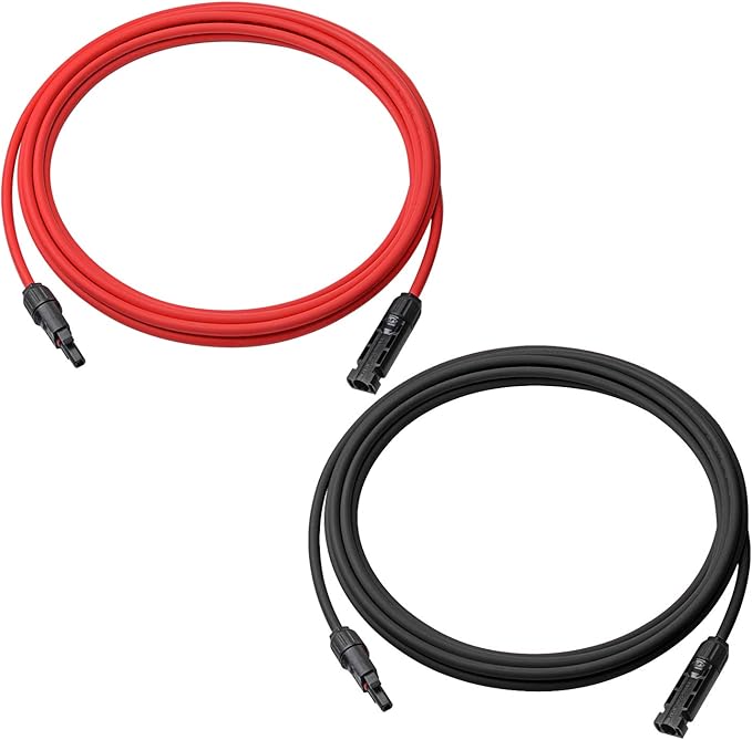 3 Feet 10AWG Solar Extension Cable with Female and Male Connector, Twin Wire Solar Panel Adapter for Home, Shop and RV Solar Panels (3FT Red + 3FT Black)