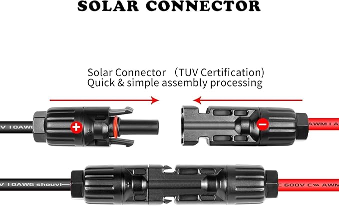 Ansoufien Solar Panel Connector to XT60 Connector Cable 30FT, 10AWG Solar to XT60 Charge Extension Cable XT60 (Plug Female) Cable for RV Folding Solar Panel, Portable Power Station, Solar Generator