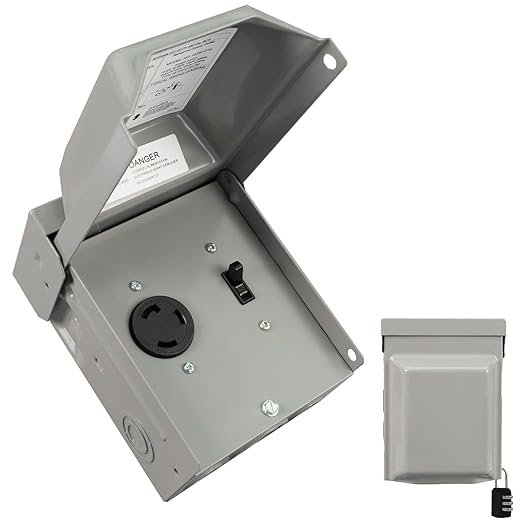 30 Amp NEMA L5-30R with 15Amp Switch Power Outlet Box 125 Volt, Heavy Duty Lockable Weatherproof Electrical Panel, Outdoor Receptacle for EV Generator Trailer Motorhome, ETL Listed, HDS2-014