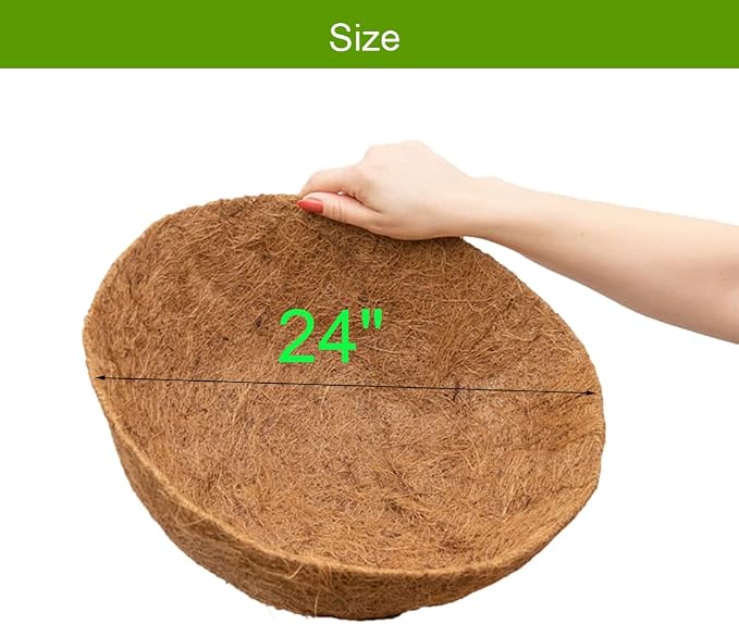 24 InchCoco Liners for Planters 2 PCS Round Basket Shaped Coconut Fiber Replacement Liners