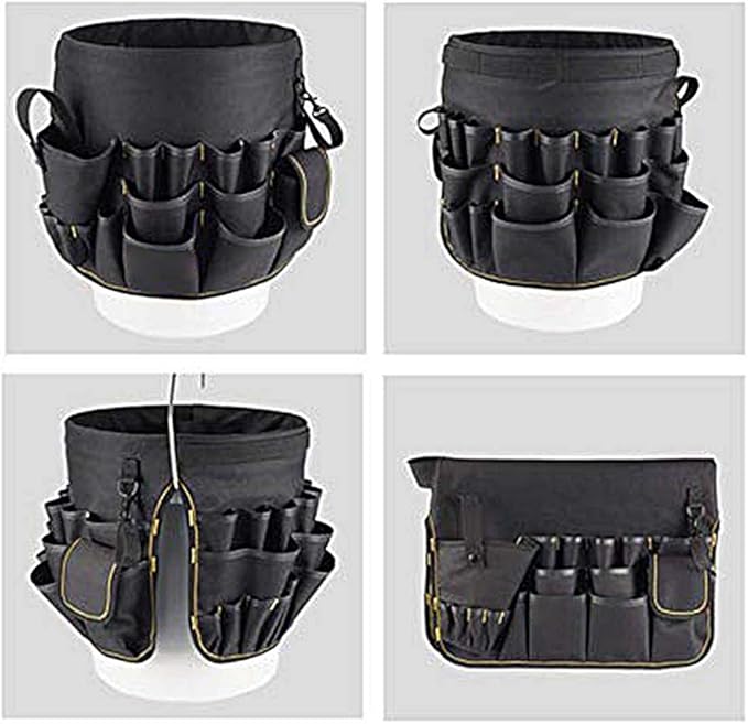 Bucket Tool Organizer, 56 Pockets, Bucket Tool Caddy Organization for Garden Yard Lawn, Construction, Carpenter, Electrician, for Most Buckets, Tote and Bucket Organizer