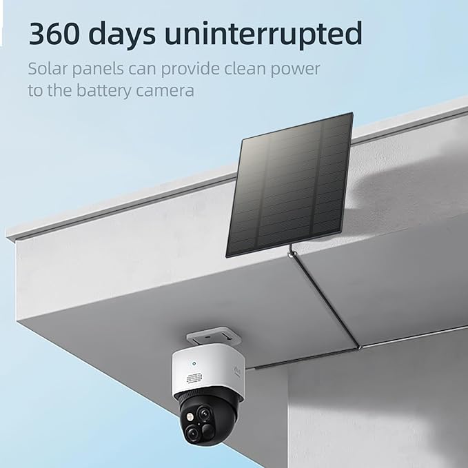 5W Solar Panel for Security Camera, Solar Panel with Micro USB & USB-C Port for DC 5V Outdoor Rechargeable Battery Camera, IP65 Waterproof, 360° Adjustable Security Mount, 9.8ft Cable (2, Black)