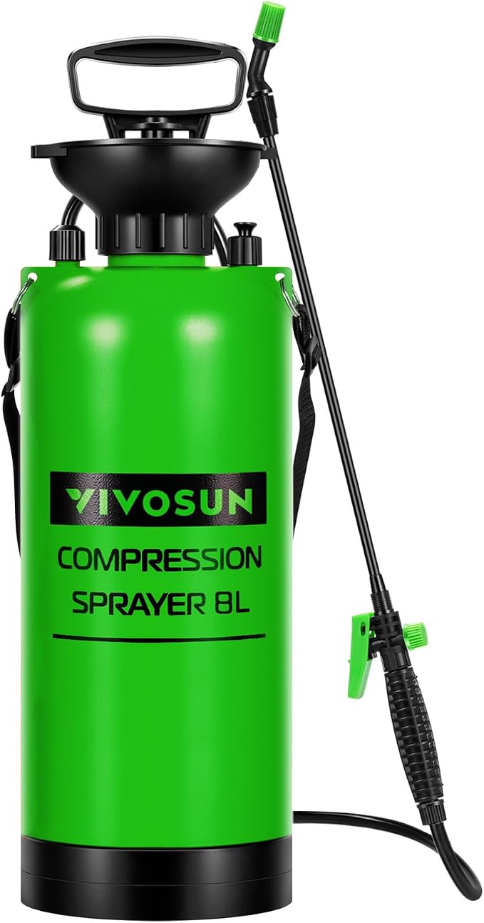 VIVOSUN Pump Sprayer 2 Gallon, Pressurized Lawn & Garden Water Spray Bottle with Adjustable Shoulder Strap, Pressure Relief Valve, for Spraying Plants, Garden Watering and Cleaning