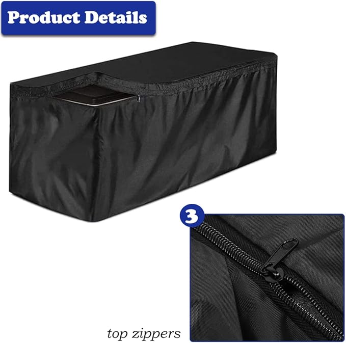 Deck Box Cover Heavy Duty Waterproof Outdoor Ottoman Bench Cover for Keter Large Deck Boxes Rectangular Storage Box Cover with Drawstring and Zipper (48x24x22in)