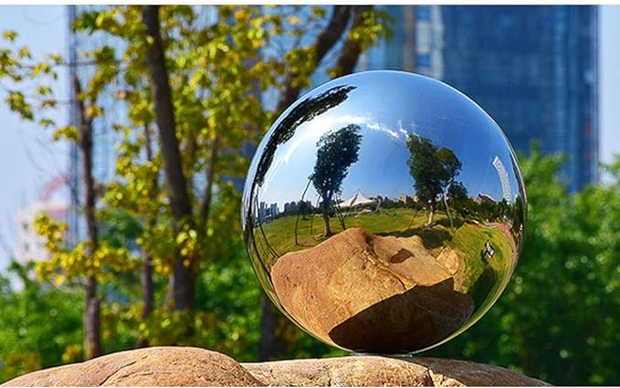 6-15 inch Gazing Globe Mirror Ball,Polished Reflective Smooth Garden Ball Sphere,Colorful and Shiny Addition to Any Garden or Home Decoration,Silver Stainless Steel