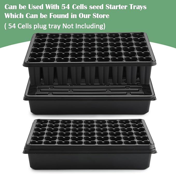 RooTrimmer 10 Pack Seed Starter Trays - Heavy Duty Plastic Flats, Fits 54 Cell Plug Tray, Seedling Tray for Carrying and Holding Plant Nursery Pot,Seed Germination & Plant Propagation (TD377)