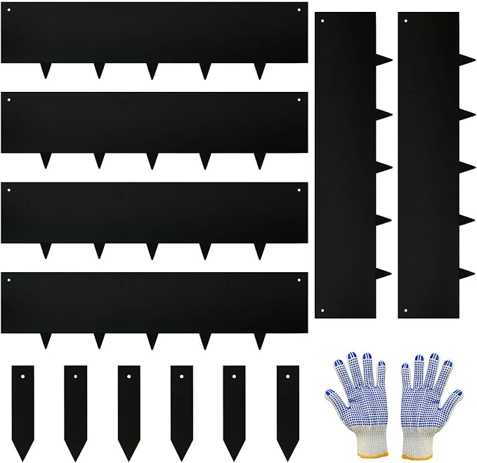 Steel Landscape Edging - 40" LX10 H Metal Garden Edging - Landscape Lawn Edging - 20FT Total 6 Pcs - No-Dig Hammer Heavy Duty Metal Edging Bendable Border Strips for Lawn Yard Black GJWCVL - 6 Clips