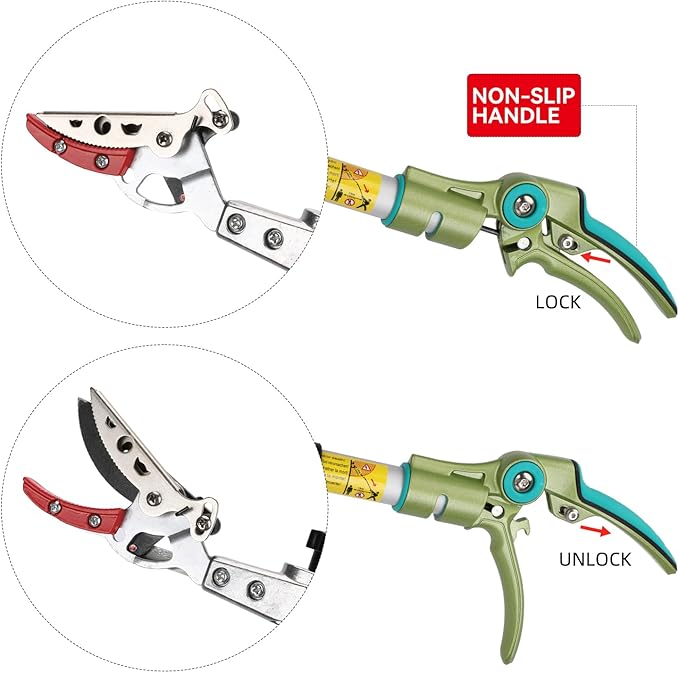LeafLux Extendable Tree Cutter, 3.67-5.45 FT Telescopic Pole Pruner, Lightweight Aluminum Handle, Teflon-Coated Blade, Cuts Up to 1/2 Inch, Ideal for Fruit Picking & Tree Branch Cutting | LFX101