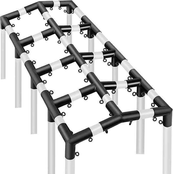 Aoneky 6-Pack 1.05 Inch Corner Canopy Connector Kit, Heavy Duty Carport Frame Fittings for 3/4 Inch EMT Pipe, 156 Degree Peak Angle, Universal for 4 6 8 10 Leg Structures, Black (10-Legs Set)