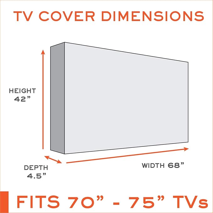 Outdoor TV Cover 70-75 inch - WITH FRONT FLAP - Weatherproof, Waterproof protection, Soft Interior, With Bottom cover - Black