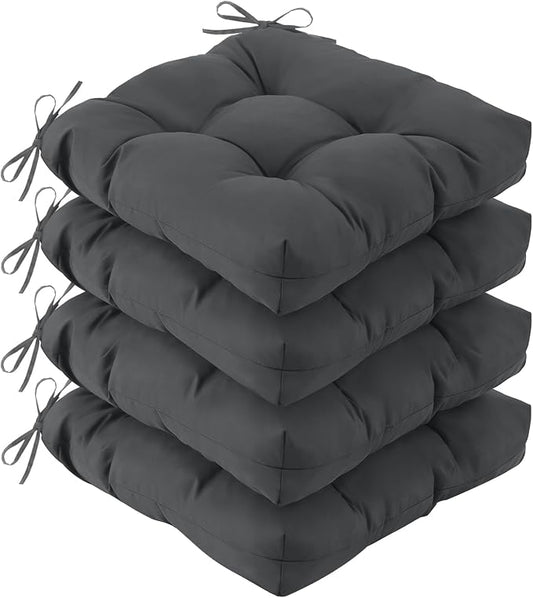 IASEAHK Outdoor Chair Cushions Set of 4, 19" x 19" x 5", Waterproof Outdoor Seat Cushions for Patio Furniture, Fade-Resistant Patio Chair Cushion, Dining Wicker Chair Pads for Porch Garden, Dark Grey