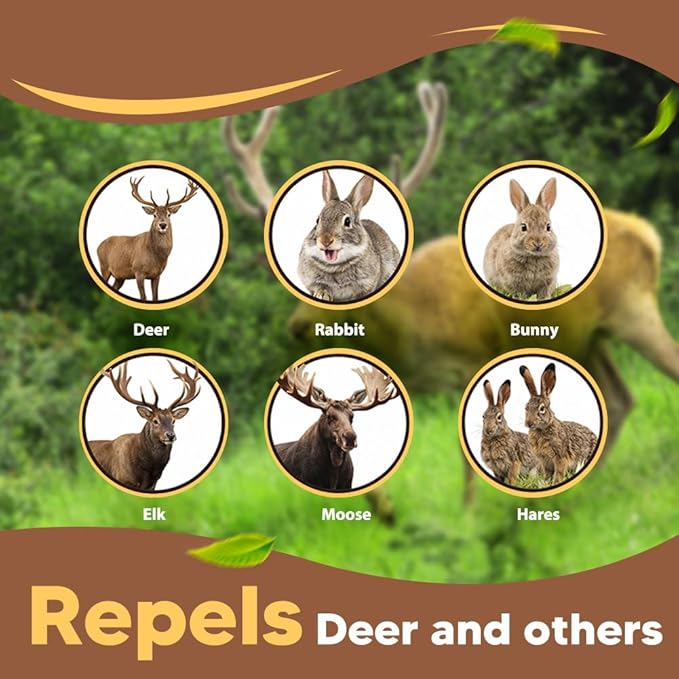 Deer Repellent Outdoor, Natural Deer Repellent for Garden and Yard, Keep Deer Away from Plants, Lasting 90 Days Protection, Safe for Pets and Plants – 8 Pack