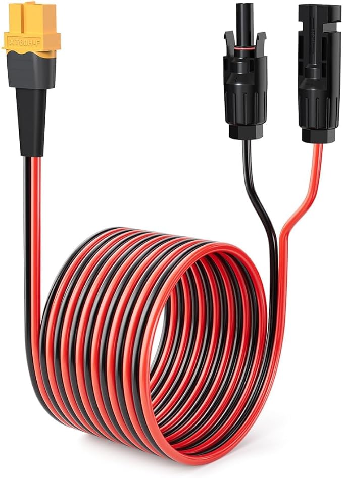 ELFCULB 10AWG 75FT XT60 Solar Cable 2 10 25 35 50 75 100FT XT60 Extension Cable Solar Panel Connector to XT60 Connector for Portable Power Station (75FT)