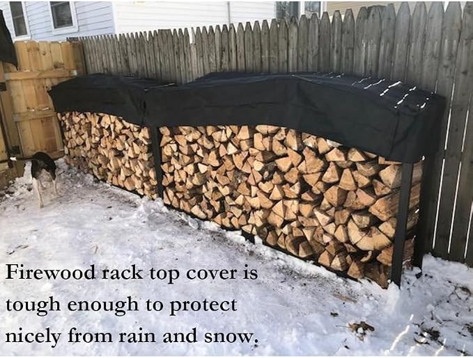 Firewood Rack Top Cover Waterproof Replacement for 10 Foot Heavy Duty Storage Log Rack (Not The Full Cover)