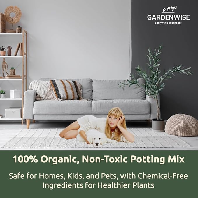 GARDENWISE Organic Olive Tree Potting Mix – Fast-Draining, Nutrient-Rich Soil for Indoor & Outdoor Olive Trees – Mediterranean Plant Care – Long-Lasting Formula (1 Quart)