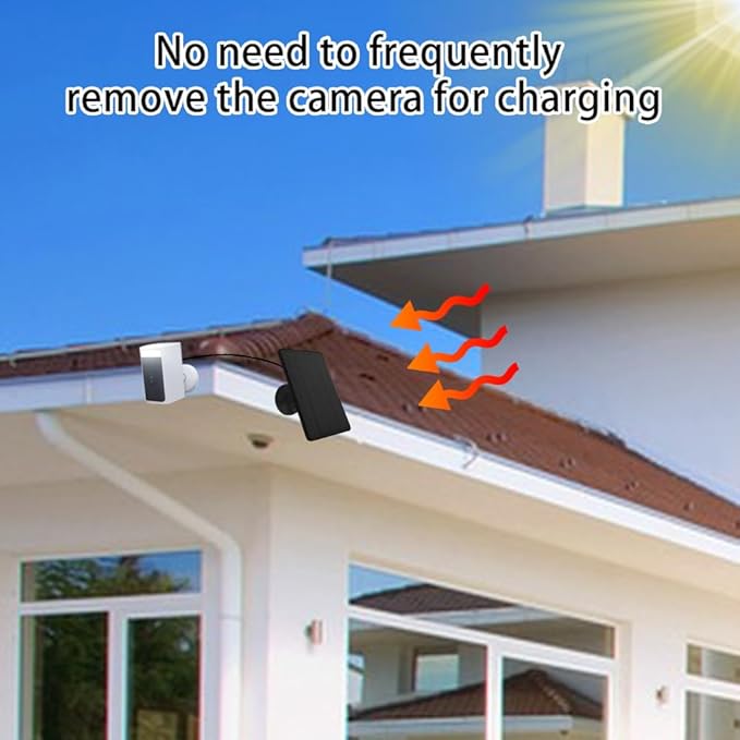 Solar Panel Compatible with WYZE Battery Cam Pro, EufyCam 2C/2C Pro, 4W 5V Solar Panel with 10ft Micro USB Charging Cable for Outdoor Battery Camera, Tpye C Adapter, Adjustable Wall Mount, Black