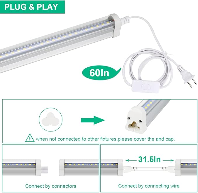 T5 Grow Lights 5000K Full Spectrum,1.4FT (2pcs x 10 Watts) Plant Growing Lamp,End-to-End Connectable Led Light Strips for Indoor Plants Succulents Flowers Growing