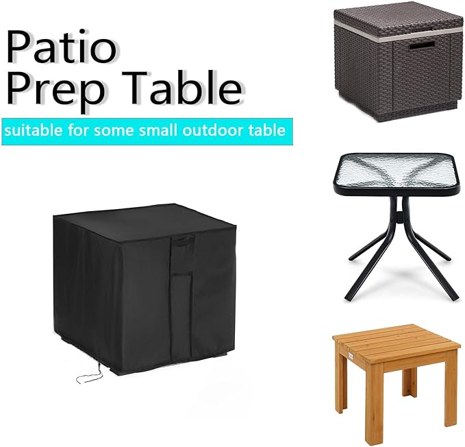 Outdoor Table Cover Square 18 Inch, Patio Table Cover for Keter Ice Cube Beer Cooler Table, Waterproof Outdoor Small Bar Table Furniture Cover - 18 X 18 X 18 Inch