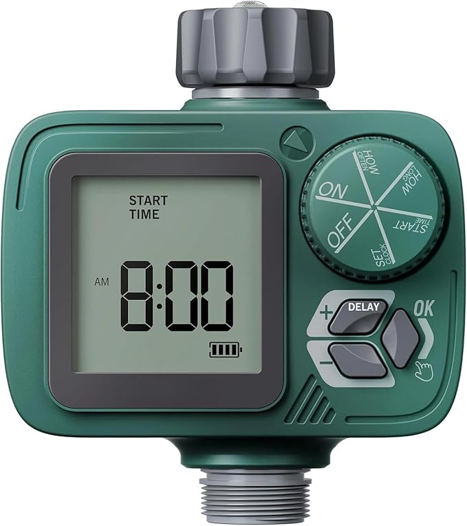Sprinkler Timer, Programmable Hose Timer with Rain Delay, Manual and Automatic Watering System, Water Timers for Garden Hose