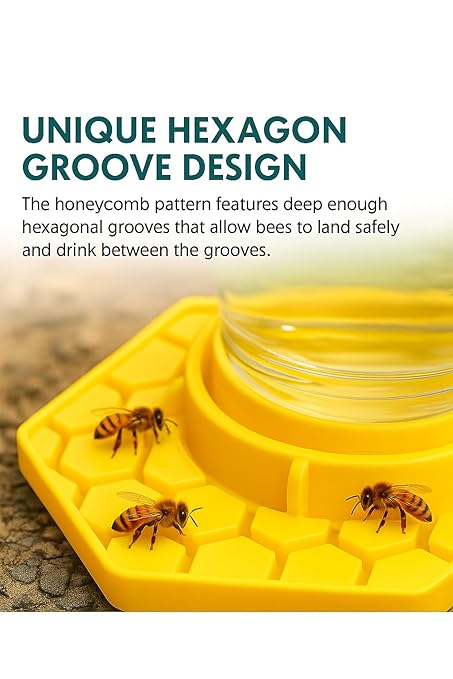 Bee Watering Station for Garden, 2 Pack Orange Bee Feeder and Waterer Compatible with Regular & Wide Mouth Canning Jars(Jar Not Included), Small-Hole Honeycomb Tray Honey Bee Feeder for Outside